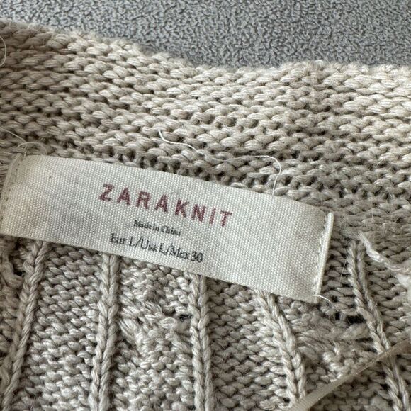 Zara Knit  Cable Knit Short Sleeve Cardigan Size L - Picture 3 of 16